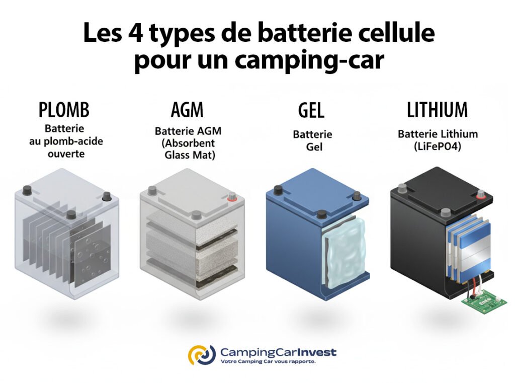 Les 4 types (technologie) de batterie cellule pour camping-cars