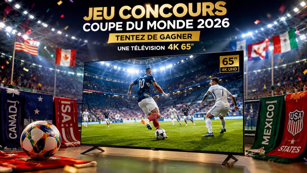 Jeu concours Coupe du Monde de Football 2026 : gagnez une télé 4K 65 pouces